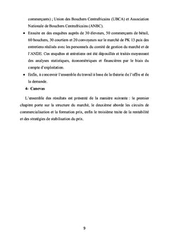 Formation du prix du bétail au marché de Pk 13, Bangui