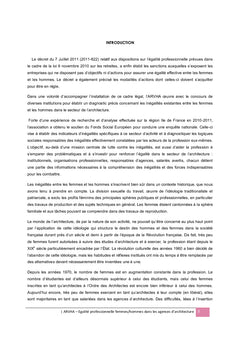 EgalitE professionnelle dans l'architecture en France