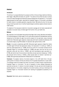 Déterminants de l'Incomplétude Vaccinale chez les enfants de 12-24 mois