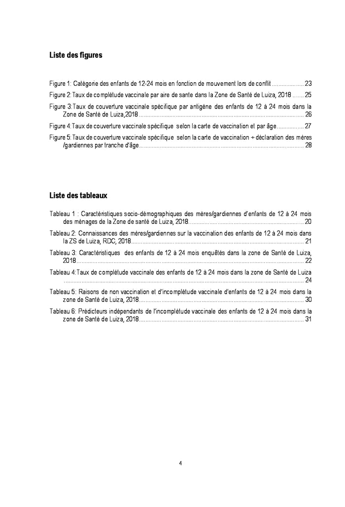 Déterminants de l'Incomplétude Vaccinale chez les enfants de 12-24 mois