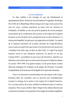 La paix et la sécurité, entreprise inachevée au Congo-Kinshasa