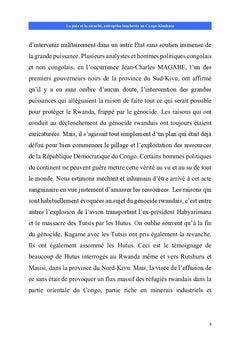La paix et la sécurité, entreprise inachevée au Congo-Kinshasa