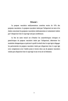 Particularités du purpura vasculaire induit par l'allopurinol