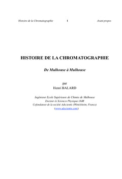 Histoire de la Chromatographie