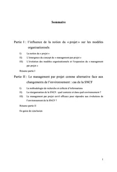 Le management par projet face au changement de l'environnement