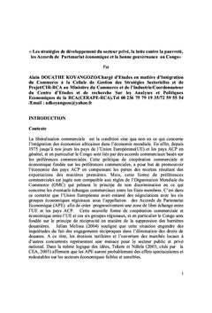 Impact des APE sur le développement des PME au Congo-Brazzaville