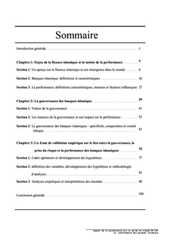 Gouvernance, Prise du risque et Performance des Banques Islamiques