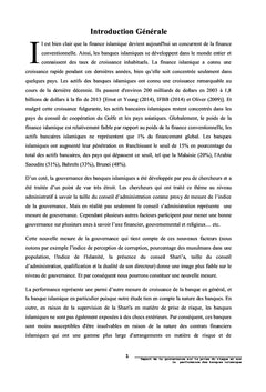 Gouvernance, Prise du risque et Performance des Banques Islamiques