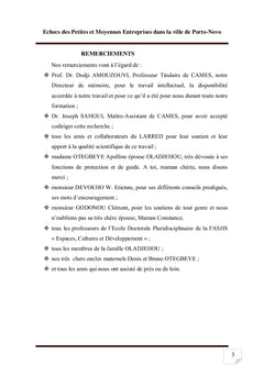 Échecs des Petites et Moyennes Entreprises au Bénin