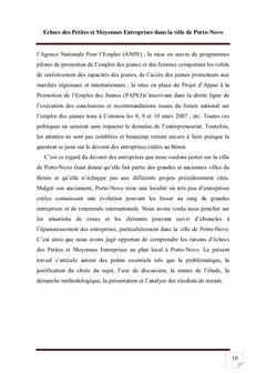 Échecs des Petites et Moyennes Entreprises au Bénin