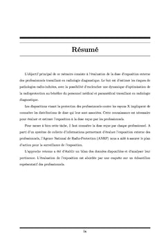 Évaluation de la dose d'exposition externe des professionnels