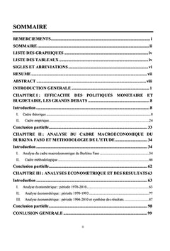 Efficacité des politiques monétaires et budgétaires du Burkina Faso