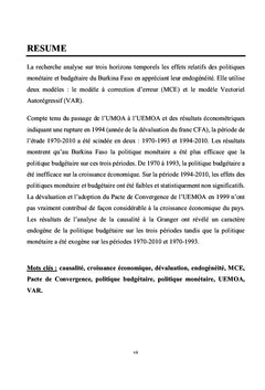 Efficacité des politiques monétaires et budgétaires du Burkina Faso