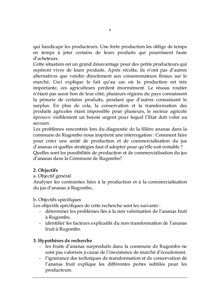 Techniques de production et de commercialisation du jus d'ananas