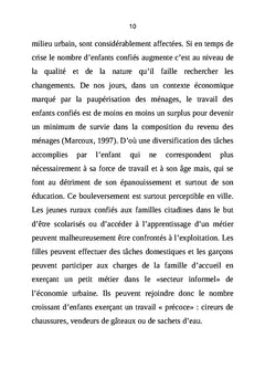 Les déterminants socio-économiques du confiage des enfants (5-17 ans)
