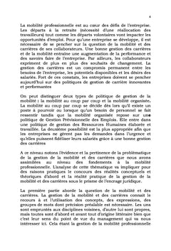 La Gestion de la Mobilité et des Carrières