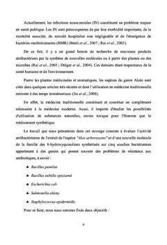 Activité antibactérienne de l'extrait des feuilles d'Aloe Arborescens