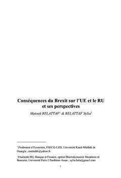 Conséquences du Brexit sur l'UE et le RU et ses perspectives