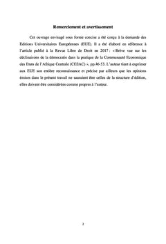 Les déclinaisons de la démocratie dans la pratique de la CEEAC