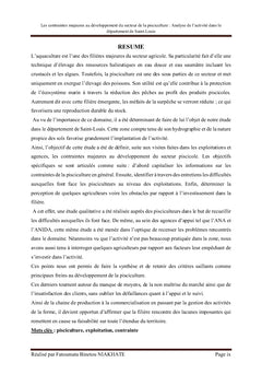 Les contraintes de la pisciculture dans le département de Saint-Louis