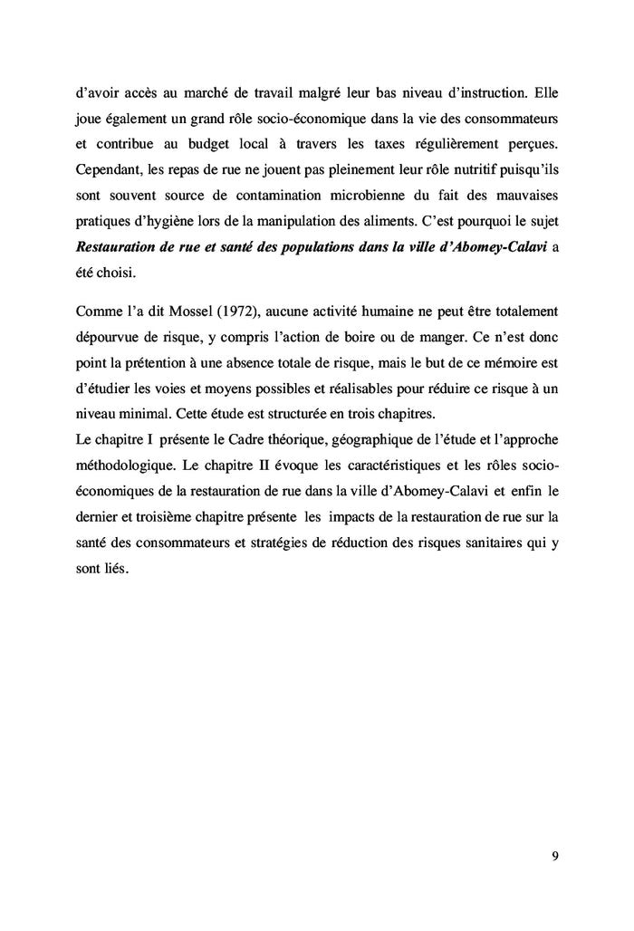 Restauration de rue et santé des populations