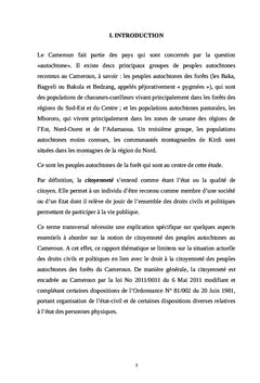 La citoyenneté des peuples autochtones des forêts du Cameroun