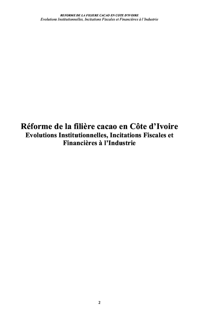 Réforme de la filière cacao en Côte d'Ivoire