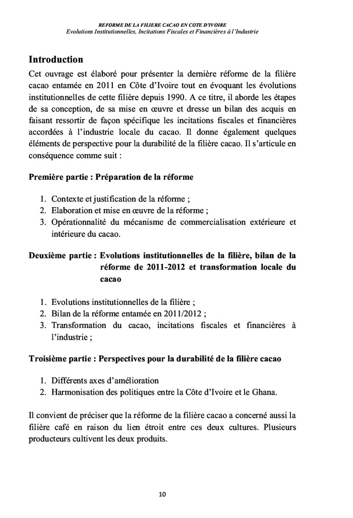 Réforme de la filière cacao en Côte d'Ivoire