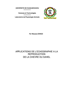 Application de l'échographie à la reproduction de la chèvre du Sahel