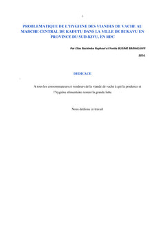 Problématique de l'hygiène des viandes de vache aux marchés de Bukavu