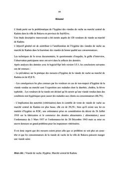 Problématique de l'hygiène des viandes de vache aux marchés de Bukavu