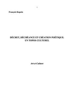 Déchet, Déchéance et Création poétique