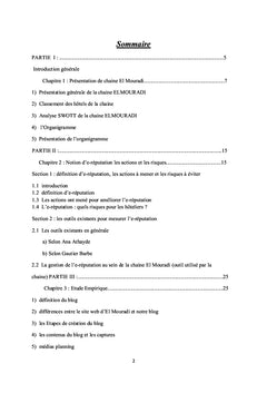 La gestion d'e-réputation dans une chaîne hôtelière. Cas ELMOURADI