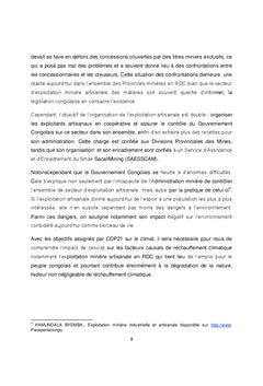 Impact de COP 21 sur l'exploitation minière artisanale en RD.Congo