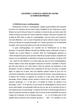 Le Refus de l'Autobiographie Traditionnelle: