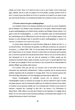 Le Refus de l'Autobiographie Traditionnelle: