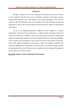 Incidence de la marque employeur sur l'attractivité organisationnelle
