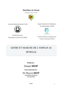 Genre et Marché de l'Emploi au Sénégal