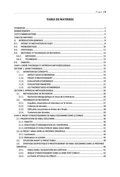 Etude d'impacts socioéconomiques du projet Kibali à l'est de la RDC