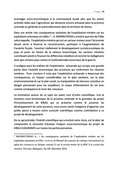 Etude d'impacts socioéconomiques du projet Kibali à l'est de la RDC