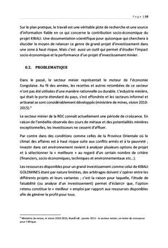 Etude d'impacts socioéconomiques du projet Kibali à l'est de la RDC