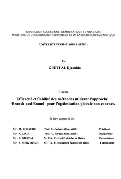 Efficacité et fiabilité des méthodes utilisant l'approche B&B