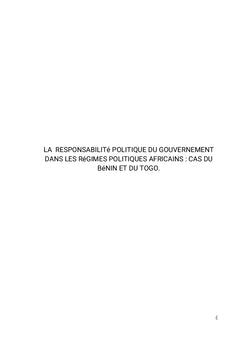 La responsabilité politique du Gouvernement en Afrique