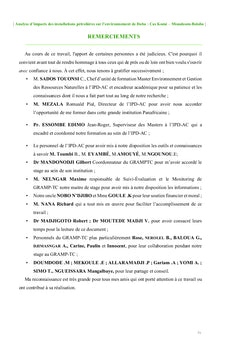 Analyse d'impacts des installations pétrolières