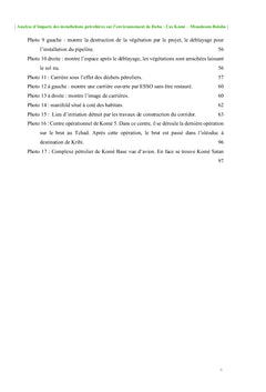 Analyse d'impacts des installations pétrolières