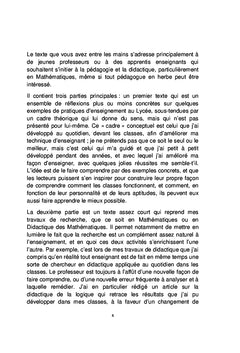 Enseigner les Mathématiques : aller au-delà des lieux communs