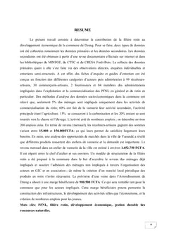 Contribution économique de la filière rotin dans la commune de Dzeng