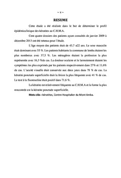 Profil épidemioclinique des kératites au C.H.M.A