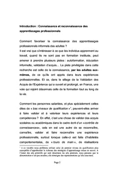Reconnaissance des apprentissages professionnels informels