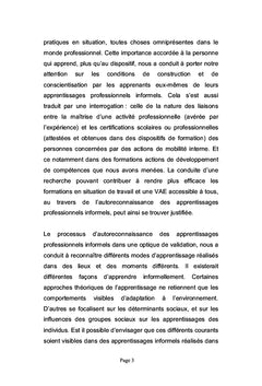 Reconnaissance des apprentissages professionnels informels